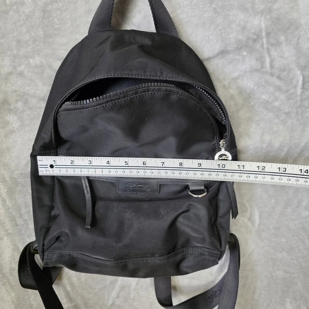 Longchamp Le Pliage Neo Backpack Nylon Leather Trim Women Small Black GOOD Chic